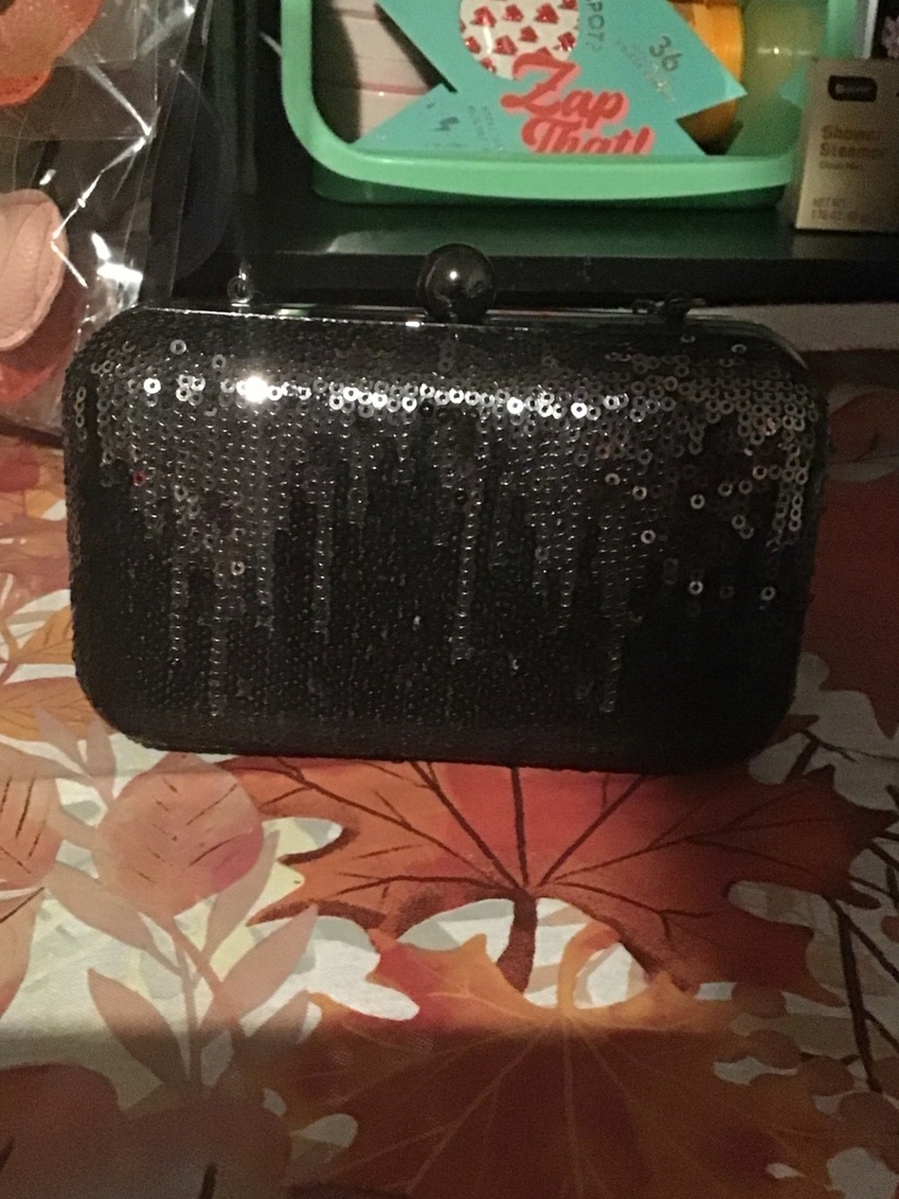 Sequin Evening Clutch - Black
